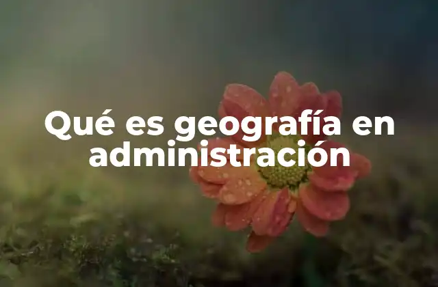 Qué es Geografía en Administración