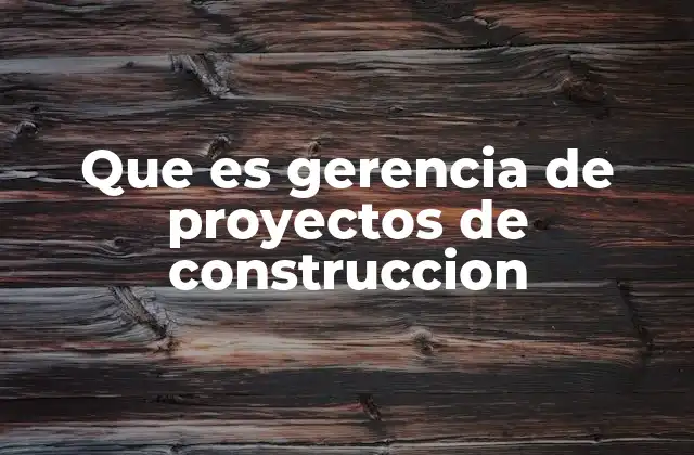 Que es Gerencia de Proyectos de Construccion