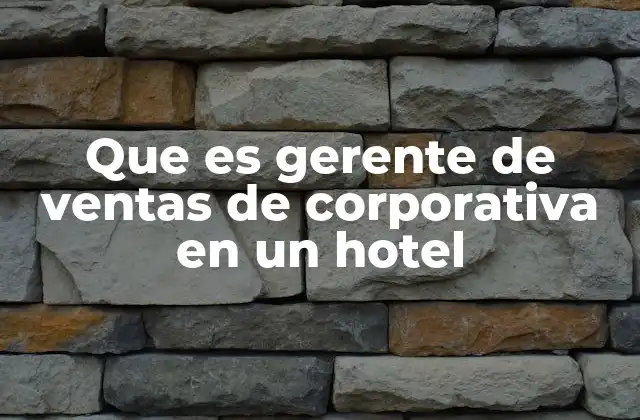 Que es Gerente de Ventas de Corporativa en un Hotel