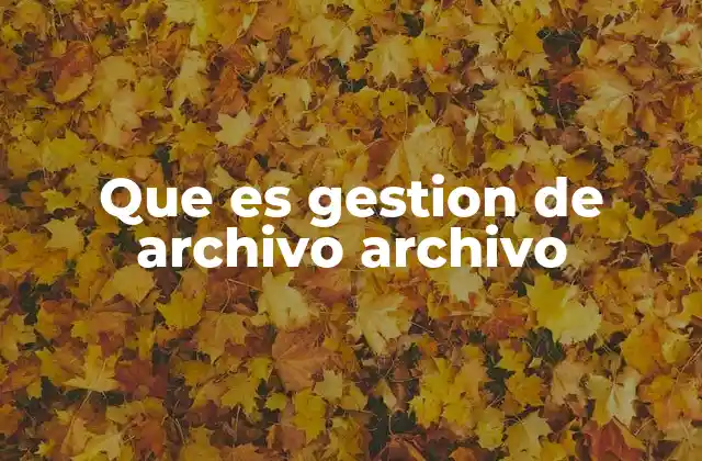 Que es Gestion de Archivo Archivo