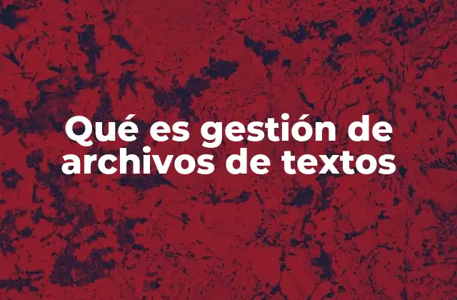 Qué es Gestión de Archivos de Textos