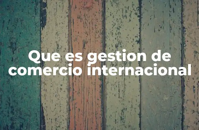 Que es Gestion de Comercio Internacional