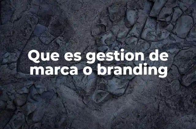 Que es Gestion de Marca o Branding