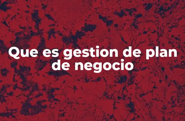 Que es Gestion de Plan de Negocio