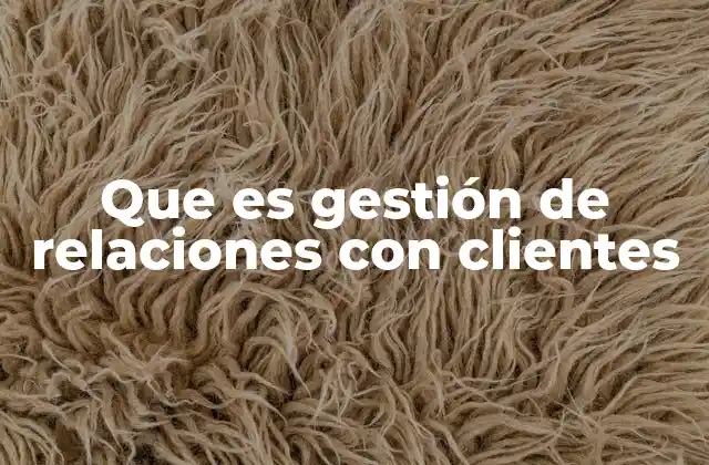 Que es Gestión de Relaciones con Clientes