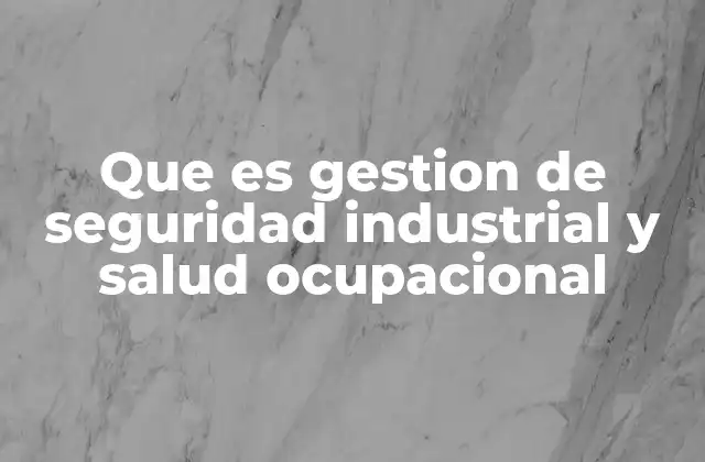 Que es Gestion de Seguridad Industrial y Salud Ocupacional