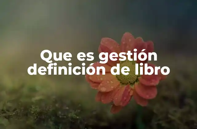 Que es Gestión Definición de Libro