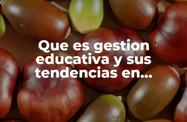 Que es Gestion Educativa y Sus Tendencias en Preescolar