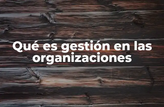 Qué es Gestión en las Organizaciones