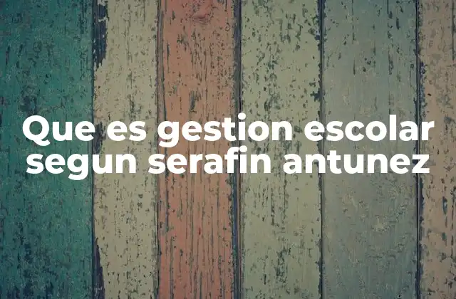 Que es Gestion Escolar Segun Serafin Antunez