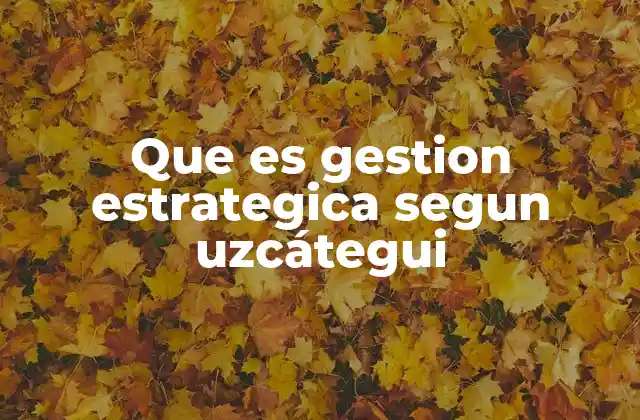 Que es Gestion Estrategica Segun Uzcátegui