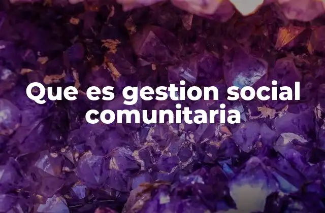 Que es Gestion Social Comunitaria
