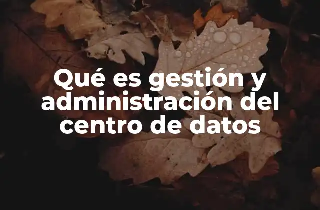 Qué es Gestión y Administración Del Centro de Datos