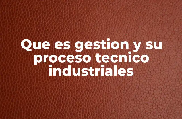 Que es Gestion y Su Proceso Tecnico Industriales