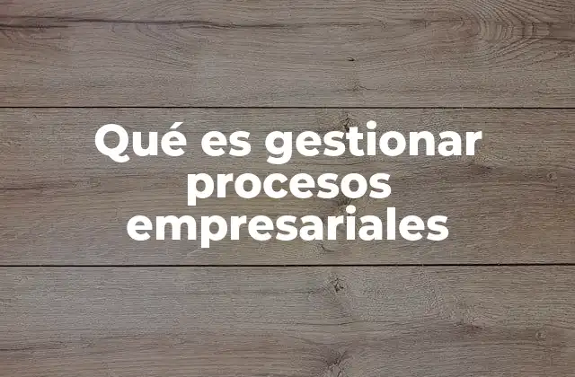 Qué es Gestionar Procesos Empresariales