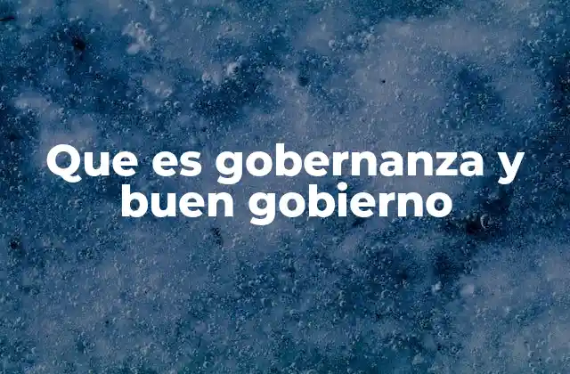 Que es Gobernanza y Buen Gobierno