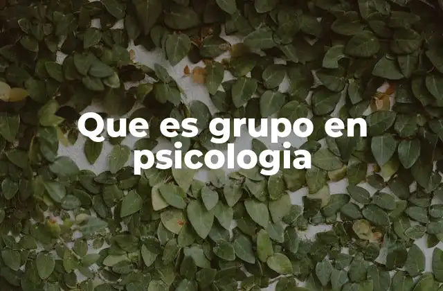 Que es Grupo en Psicologia