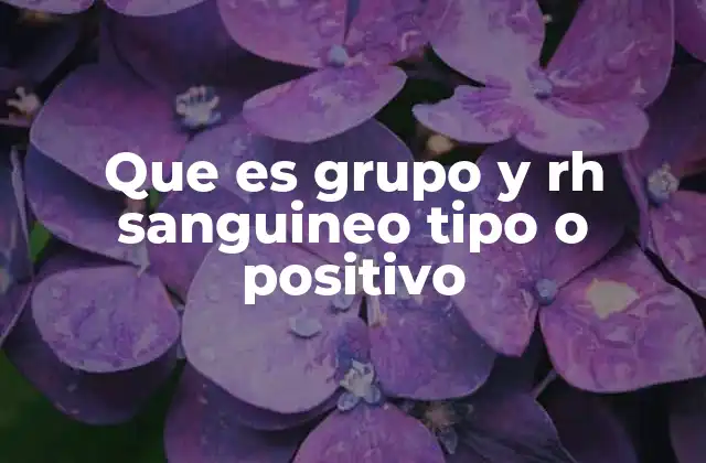 Que es Grupo y Rh Sanguineo Tipo o Positivo