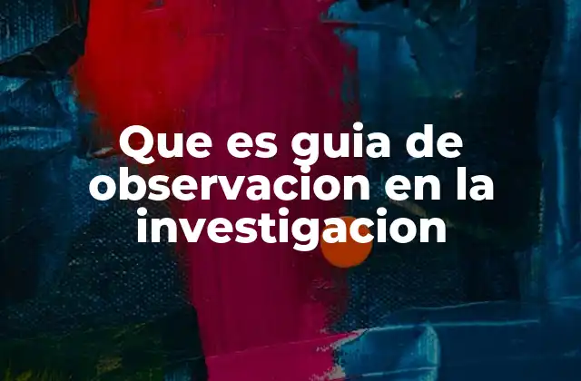 Que es Guia de Observacion en la Investigacion