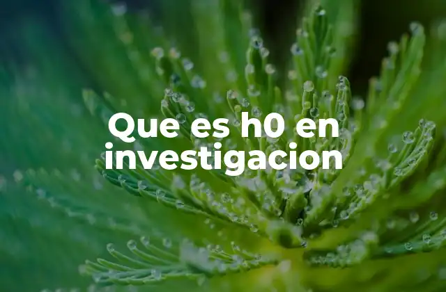 Que es H0 en Investigacion