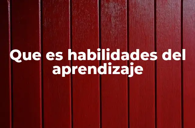 Que es Habilidades Del Aprendizaje