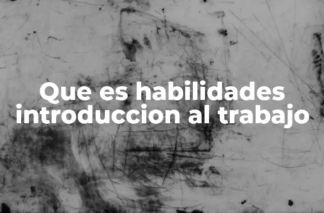 Que es Habilidades Introduccion Al Trabajo