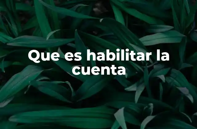 Que es Habilitar la Cuenta