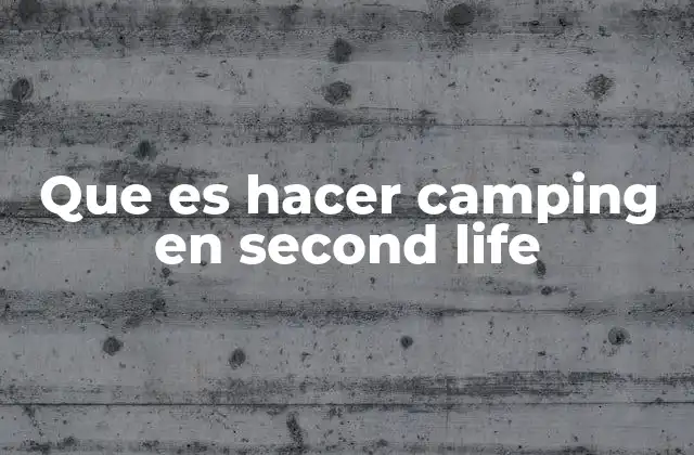 Que es Hacer Camping en Second Life