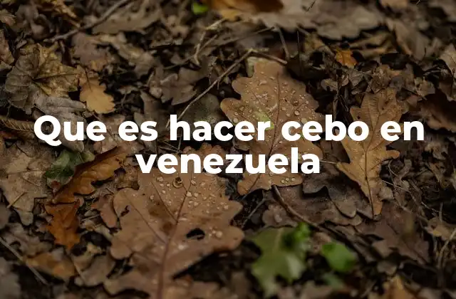 Que es Hacer Cebo en Venezuela