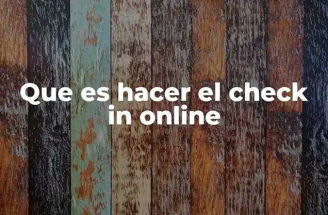 Que es Hacer el Check In Online