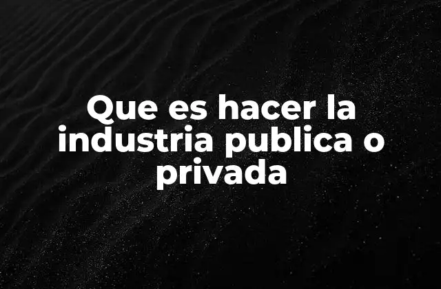 Que es Hacer la Industria Publica o Privada