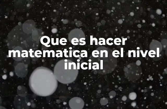 Que es Hacer Matematica en el Nivel Inicial