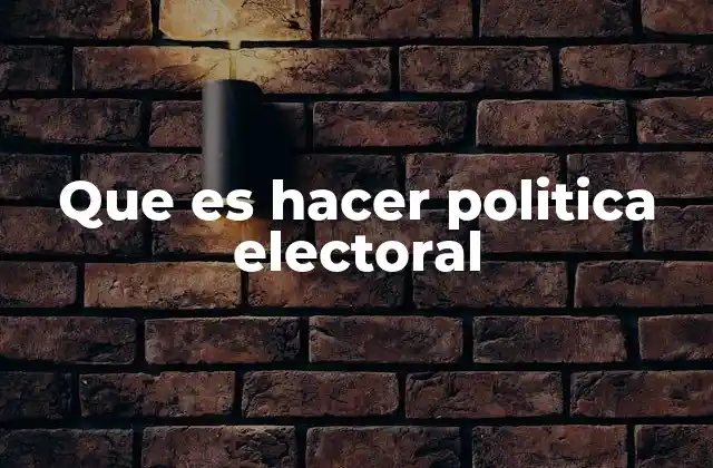 Que es Hacer Politica Electoral
