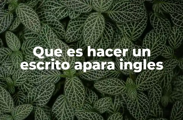 Que es Hacer un Escrito Apara Ingles