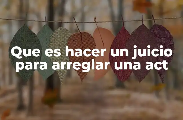 Que es Hacer un Juicio para Arreglar una Act