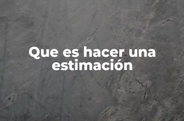 Que es Hacer una Estimación