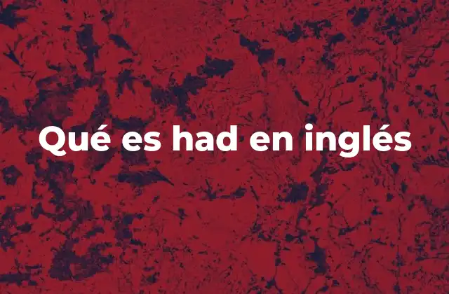 Qué es Had en Inglés