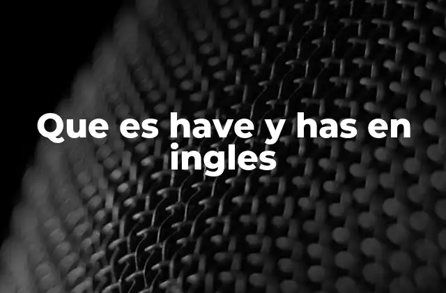 Que es Have y Has en Ingles