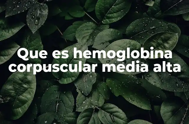 Que es Hemoglobina Corpuscular Media Alta