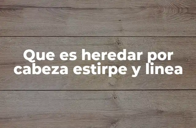 Que es Heredar por Cabeza Estirpe y Linea