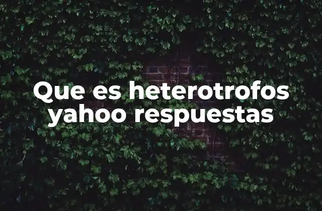Que es Heterotrofos Yahoo Respuestas