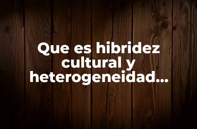 Que es Hibridez Cultural y Heterogeneidad Cultural