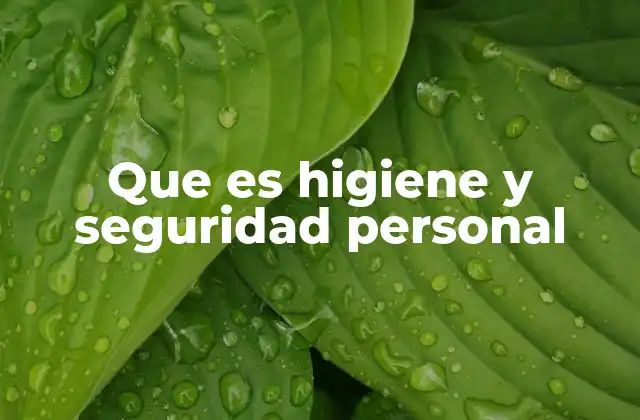 Que es Higiene y Seguridad Personal