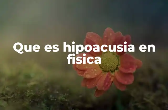 Que es Hipoacusia en Fisica