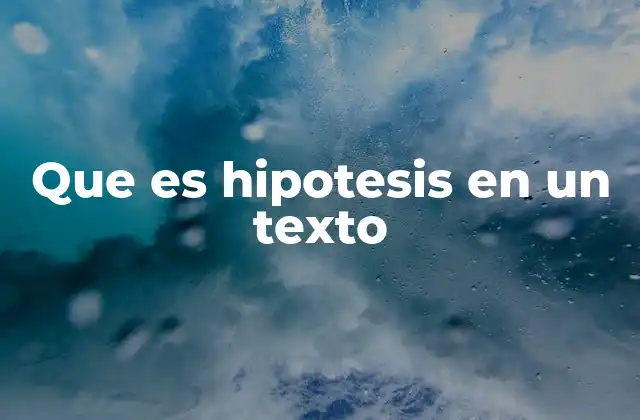 Que es Hipotesis en un Texto