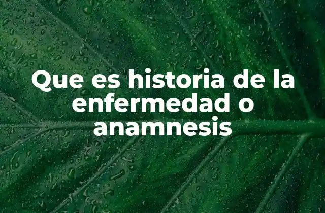 Que es Historia de la Enfermedad o Anamnesis