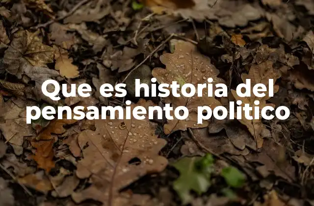 Que es Historia Del Pensamiento Politico