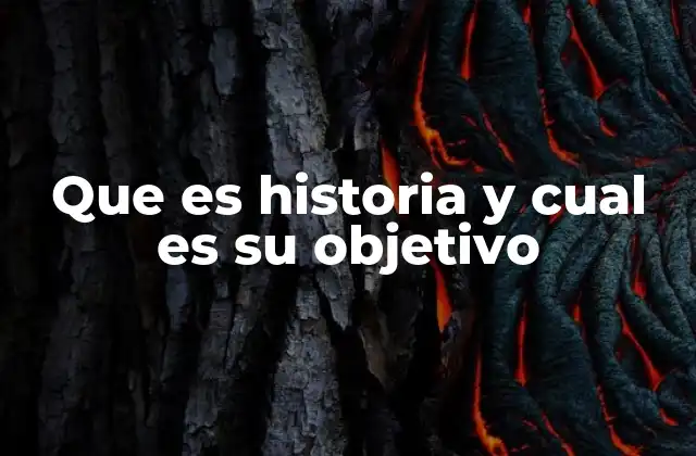 Que es Historia y Cual es Su Objetivo
