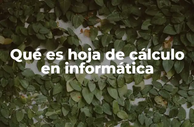 Qué es Hoja de Cálculo en Informática
