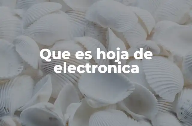 Que es Hoja de Electronica